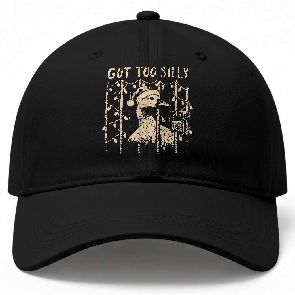 Funny Got Too Silly Christmas Baseball Cap Funny Goose Jailbird Prison Xmas Poultry Animal Pun