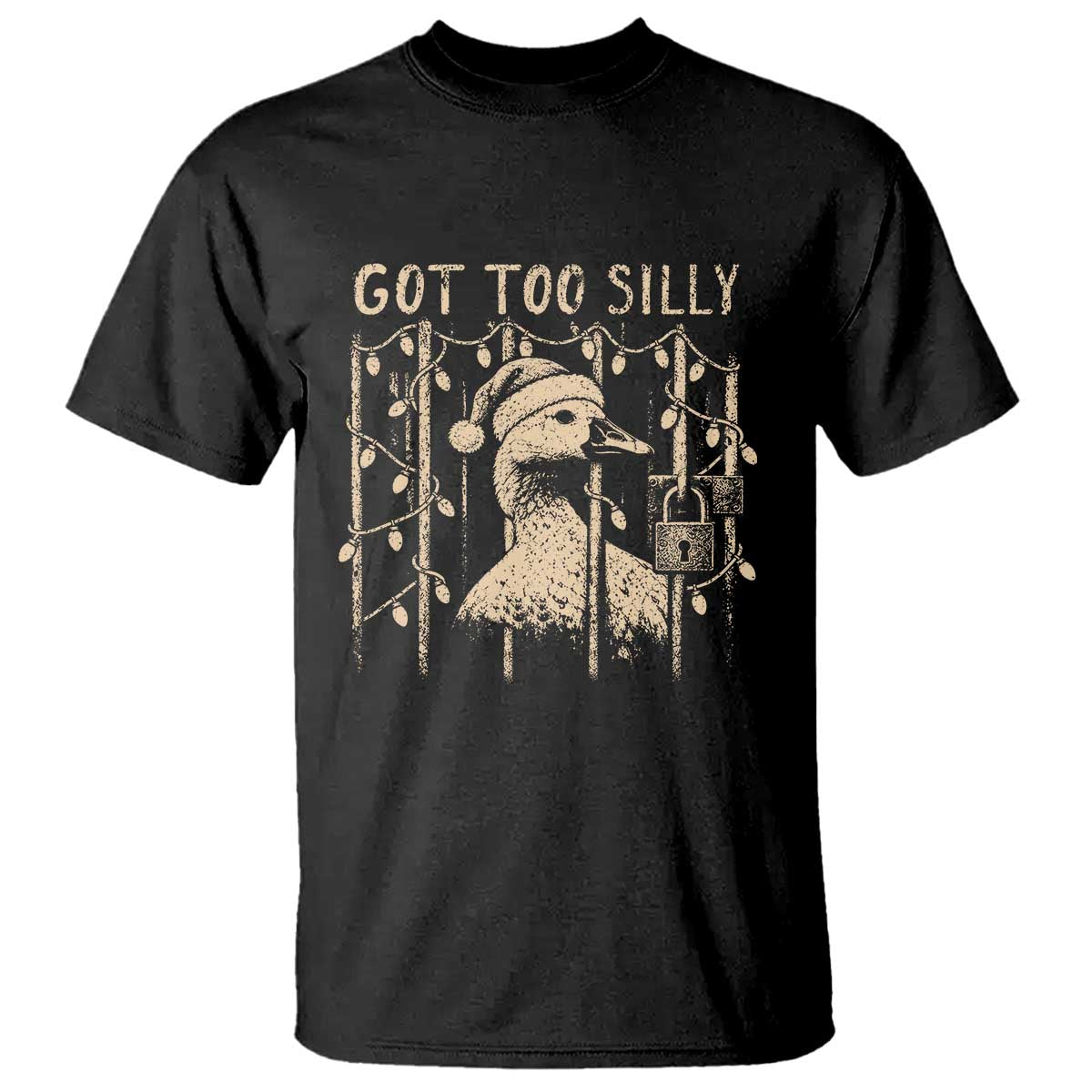 Funny Got Too Silly Christmas T Shirt Funny Goose Jailbird Prison Xmas Poultry Animal Pun