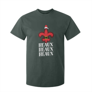 Funny Cajun Louisiana Christmas T Shirt For Kid Heaux Heaux Heaux New Orleans Santa Hat TS11 Dark Forest Green Print Your Wear