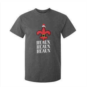 Funny Cajun Louisiana Christmas T Shirt For Kid Heaux Heaux Heaux New Orleans Santa Hat TS11 Dark Heather Print Your Wear