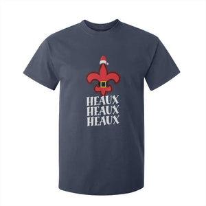 Funny Cajun Louisiana Christmas T Shirt For Kid Heaux Heaux Heaux New Orleans Santa Hat TS11 Navy Print Your Wear