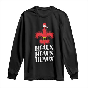 Funny Cajun Louisiana Christmas Long Sleeve Shirt Heaux Heaux Heaux New Orleans Santa Hat TS11 Black Print Your Wear