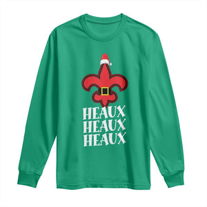 Funny Cajun Louisiana Christmas Long Sleeve Shirt Heaux Heaux Heaux New Orleans Santa Hat TS11 Irish Green Print Your Wear