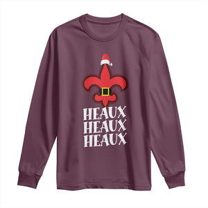 Funny Cajun Louisiana Christmas Long Sleeve Shirt Heaux Heaux Heaux New Orleans Santa Hat TS11 Maroon Print Your Wear