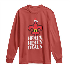 Funny Cajun Louisiana Christmas Long Sleeve Shirt Heaux Heaux Heaux New Orleans Santa Hat TS11 Red Print Your Wear