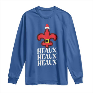 Funny Cajun Louisiana Christmas Long Sleeve Shirt Heaux Heaux Heaux New Orleans Santa Hat TS11 Royal Blue Print Your Wear