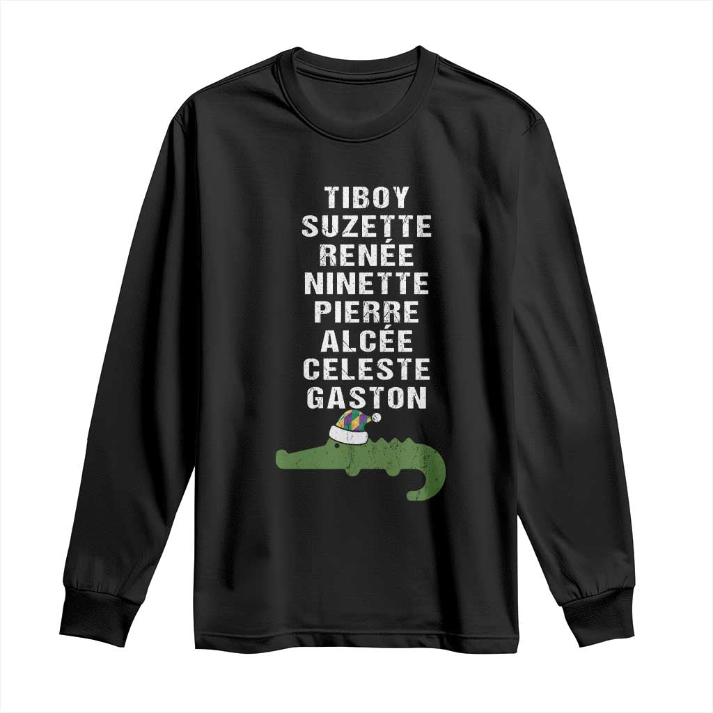 Funny Cajun Louisiana Christmas Long Sleeve Shirt Eight Crocodiles New Orleans Santa TS11 Black Print Your Wear