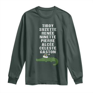 Funny Cajun Louisiana Christmas Long Sleeve Shirt Eight Crocodiles New Orleans Santa TS11 Dark Forest Green Print Your Wear