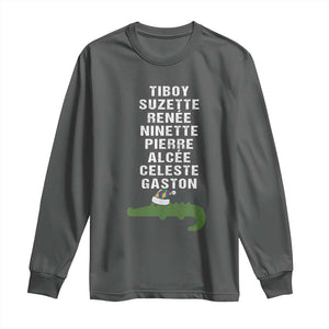 Funny Cajun Louisiana Christmas Long Sleeve Shirt Eight Crocodiles New Orleans Santa TS11 Dark Heather Print Your Wear