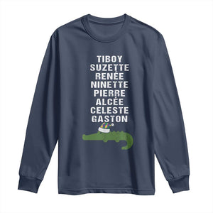 Funny Cajun Louisiana Christmas Long Sleeve Shirt Eight Crocodiles New Orleans Santa TS11 Navy Print Your Wear