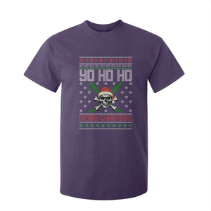 Funny Christmas Pirate Santa T Shirt For Kid Yo Ho Ho Merry Christmas Skull Santa Hat TS11 Purple Print Your Wear