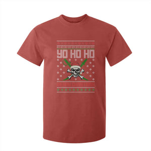 Funny Christmas Pirate Santa T Shirt For Kid Yo Ho Ho Merry Christmas Skull Santa Hat TS11 Red Print Your Wear