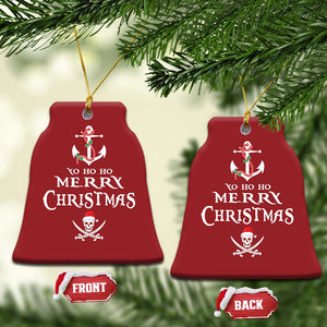 Funny Xmas Pirate Christmas Ornament Yo Ho Ho Merry Xmas Anchor Santa Skull TS11 Bell Flake Red Print Your Wear