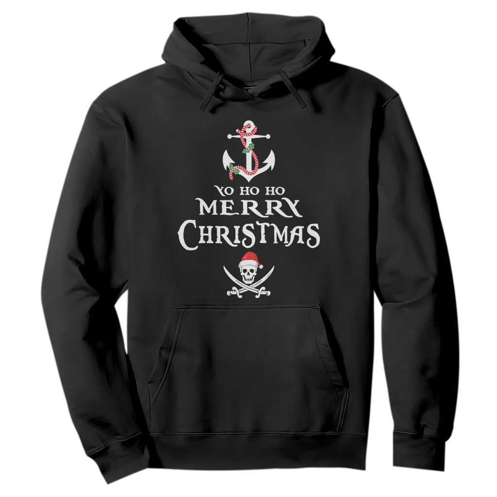 Funny Christmas Pirate Hoodie Yo Ho Ho Merry Christmas Anchor Santa Skull TS11 Black Print Your Wear