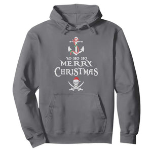 Funny Christmas Pirate Hoodie Yo Ho Ho Merry Christmas Anchor Santa Skull TS11 Charcoal Print Your Wear