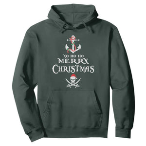 Funny Christmas Pirate Hoodie Yo Ho Ho Merry Christmas Anchor Santa Skull TS11 Dark Forest Green Print Your Wear