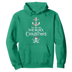 Funny Christmas Pirate Hoodie Yo Ho Ho Merry Christmas Anchor Santa Skull TS11 Irish Green Print Your Wear