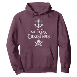 Funny Christmas Pirate Hoodie Yo Ho Ho Merry Christmas Anchor Santa Skull TS11 Maroon Print Your Wear