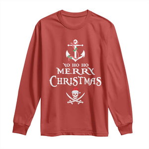 Funny Christmas Pirate Long Sleeve Shirt Yo Ho Ho Merry Christmas Anchor Santa Skull TS11 Red Print Your Wear