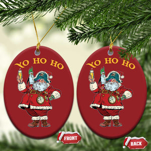 Funny Xmas Pirate Santa Christmas Ornament Yo Ho Ho Holiday Xmas Pirate TS11 Oval Red Print Your Wear