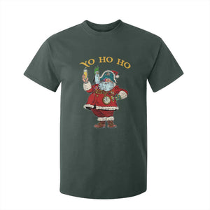 Funny Christmas Pirate Santa T Shirt For Kid Yo Ho Ho Holiday Xmas Pirate TS11 Dark Forest Green Print Your Wear