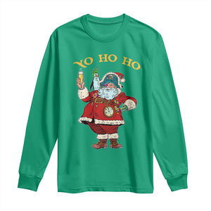 Funny Christmas Pirate Santa Long Sleeve Shirt Yo Ho Ho Holiday Xmas Pirate TS11 Irish Green Print Your Wear