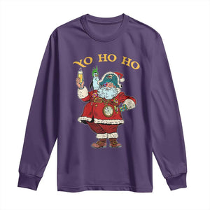 Funny Christmas Pirate Santa Long Sleeve Shirt Yo Ho Ho Holiday Xmas Pirate TS11 Purple Print Your Wear