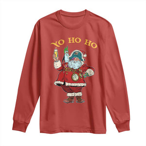 Funny Christmas Pirate Santa Long Sleeve Shirt Yo Ho Ho Holiday Xmas Pirate TS11 Red Print Your Wear