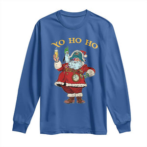 Funny Christmas Pirate Santa Long Sleeve Shirt Yo Ho Ho Holiday Xmas Pirate TS11 Royal Blue Print Your Wear