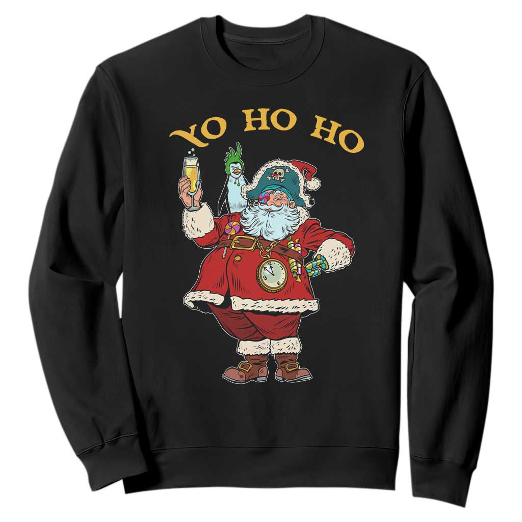 Funny Christmas Pirate Santa Sweatshirt Yo Ho Ho Holiday Xmas Pirate TS11 Black Print Your Wear
