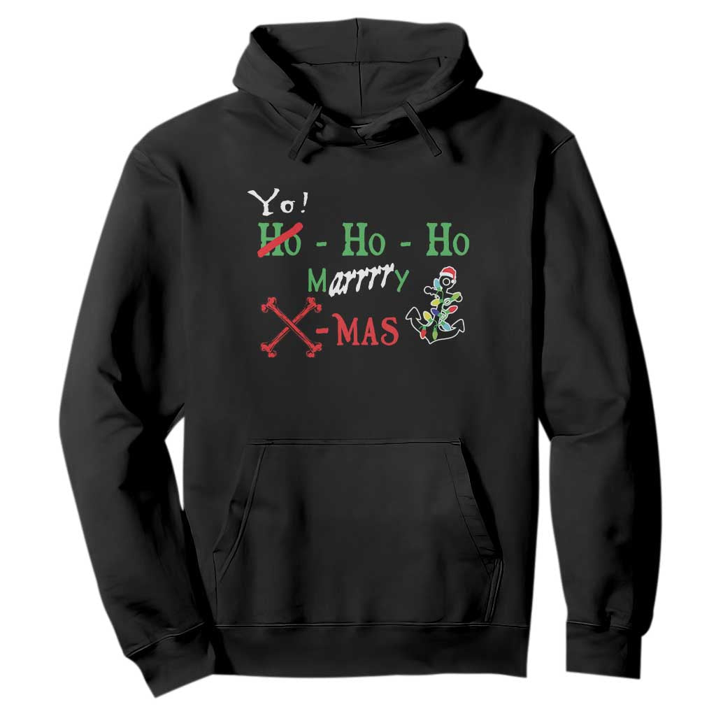 Funny Christmas Pirate Hoodie Yo Ho Ho Marrrrry X-Mas Anchor Santa Hat TS11 Black Print Your Wear