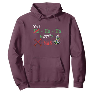 Funny Christmas Pirate Hoodie Yo Ho Ho Marrrrry X-Mas Anchor Santa Hat TS11 Maroon Print Your Wear