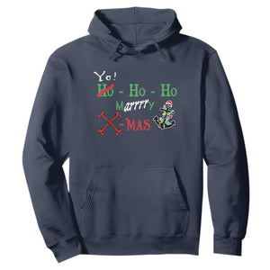 Funny Christmas Pirate Hoodie Yo Ho Ho Marrrrry X-Mas Anchor Santa Hat TS11 Navy Print Your Wear