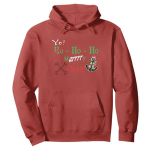 Funny Christmas Pirate Hoodie Yo Ho Ho Marrrrry X-Mas Anchor Santa Hat TS11 Red Print Your Wear