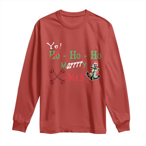 Funny Christmas Pirate Long Sleeve Shirt Yo Ho Ho Marrrrry X-Mas Anchor Santa Hat TS11 Red Print Your Wear