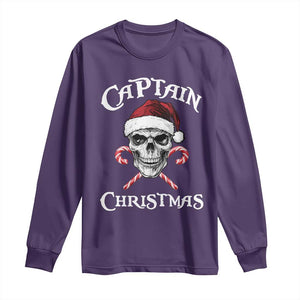 Funny Xmas Pirate Santa Long Sleeve Shirt Captain Christmas Skull Candy Canes TS11 Purple Print Your Wear