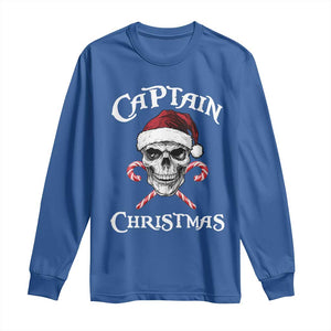 Funny Xmas Pirate Santa Long Sleeve Shirt Captain Christmas Skull Candy Canes TS11 Royal Blue Print Your Wear