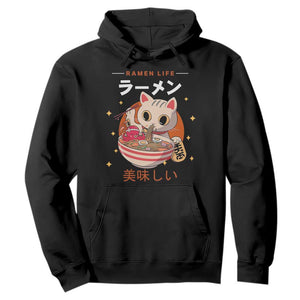 Funny Japanese Kawaii Cat Neko Ramen Hoodie TS11 Black Print Your Wear