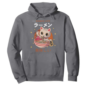 Funny Japanese Kawaii Cat Neko Ramen Hoodie TS11 Charcoal Print Your Wear