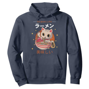 Funny Japanese Kawaii Cat Neko Ramen Hoodie TS11 Navy Print Your Wear