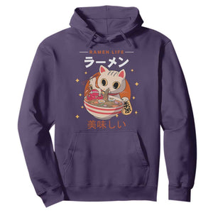 Funny Japanese Kawaii Cat Neko Ramen Hoodie TS11 Purple Print Your Wear