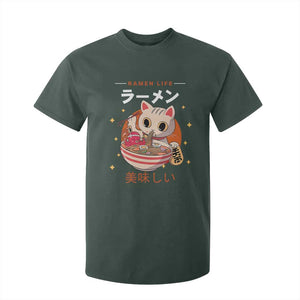 Funny Japanese Kawaii Cat Neko Ramen T Shirt For Kid TS11 Dark Forest Green Print Your Wear