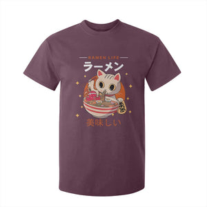 Funny Japanese Kawaii Cat Neko Ramen T Shirt For Kid TS11 Maroon Print Your Wear