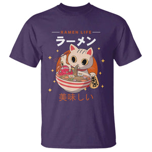 Funny Japanese Kawaii Cat Neko Ramen T Shirt TS11 Purple Print Your Wear