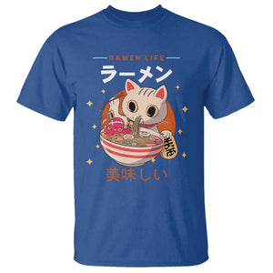 Funny Japanese Kawaii Cat Neko Ramen T Shirt TS11 Royal Blue Print Your Wear