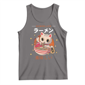 Funny Japanese Kawaii Cat Neko Ramen Tank Top TS11 Deep Heather Print Your Wear