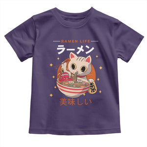 Funny Japanese Kawaii Cat Neko Ramen Toddler T Shirt TS11 Purple Print Your Wear