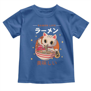 Funny Japanese Kawaii Cat Neko Ramen Toddler T Shirt TS11 Royal Blue Print Your Wear