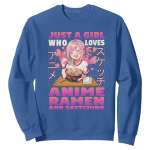 Funny Just A Girl Who Loves Anime Ramen And Sketching Sweatshirt Otaku Japanese Kawaii Anime Girl TS11 Royal Blue Print Your Wear