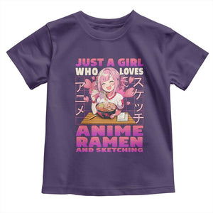 Funny Just A Girl Who Loves Anime Ramen And Sketching Toddler T Shirt Otaku Japanese Kawaii Anime Girl TS11 Purple Print Your Wear